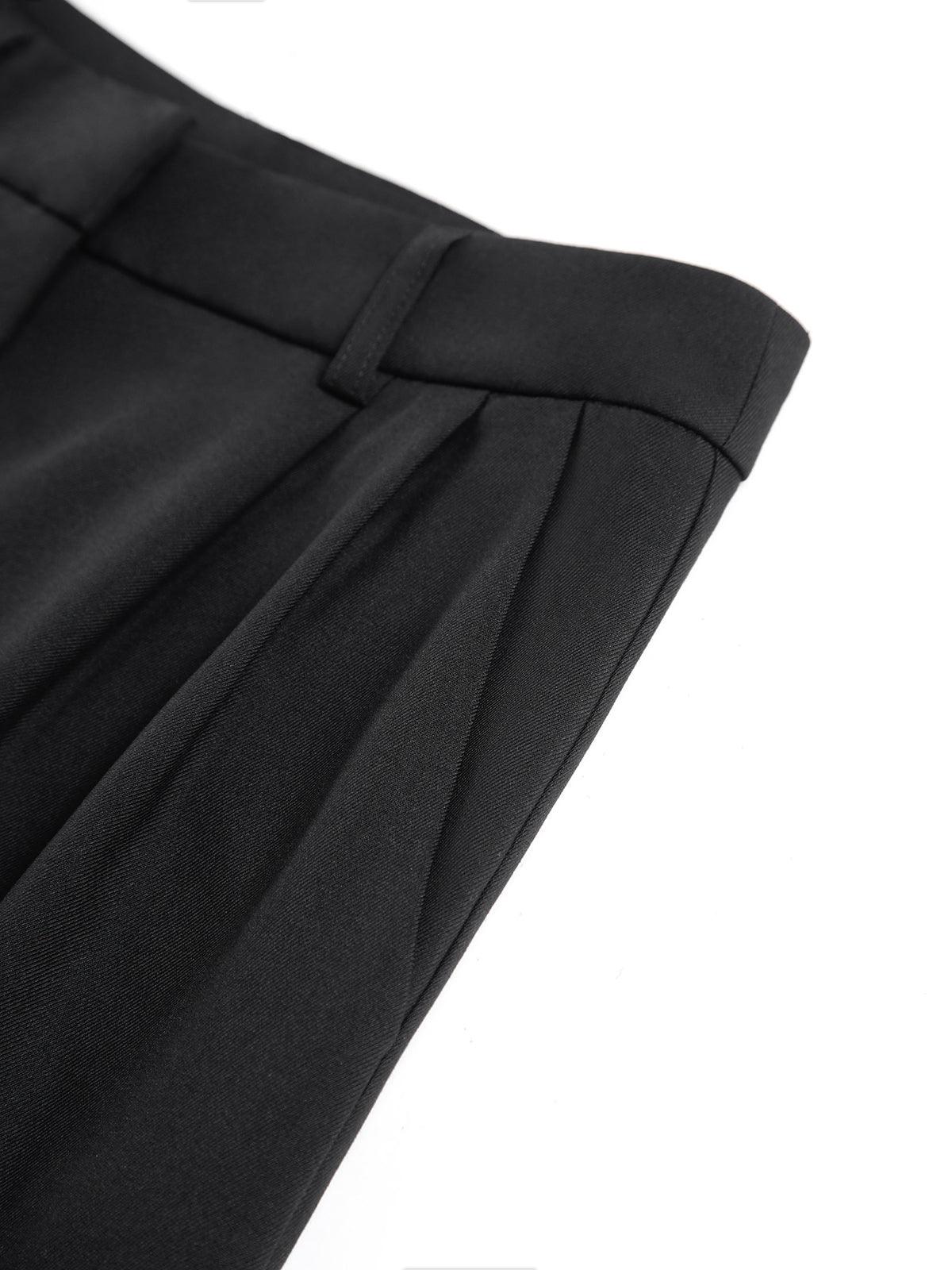 Pantalon large femme taille haute devant plissé coupe ajustée style élégant - MAX FOR ME MAX FOR ME