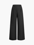 Pantalon large femme taille haute devant plissé coupe ajustée style élégant - MAX FOR ME MAX FOR ME