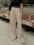 Pantalon large femme taille haute devant plissé coupe ajustée style élégant - MAX FOR ME MAX FOR ME