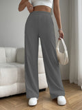 Pantalon large femme taille haute motif fines rayures coupe élégante - MAX FOR ME Gris / XS MAX FOR ME