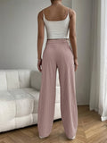 Pantalon large femme taille haute motif fines rayures coupe élégante - MAX FOR ME MAX FOR ME