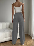 Pantalon large femme taille haute motif fines rayures coupe élégante - MAX FOR ME MAX FOR ME