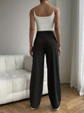 Pantalon large femme taille haute motif fines rayures coupe élégante - MAX FOR ME MAX FOR ME