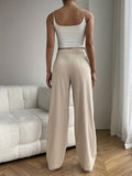 Pantalon large femme taille haute motif fines rayures coupe élégante - MAX FOR ME MAX FOR ME