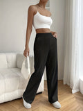 Pantalon large femme taille haute motif fines rayures coupe élégante - MAX FOR ME Noir / XS MAX FOR ME