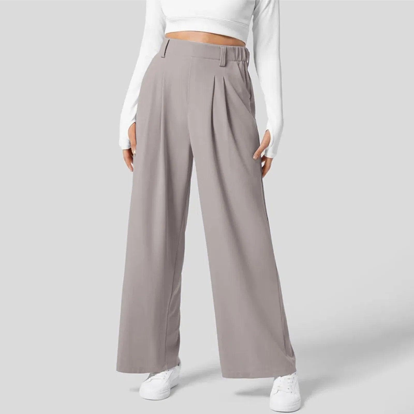 Pantalon large plissé à taille haute - une allure chic et intemporelle - MAX FOR ME Beige / S MAX FOR ME