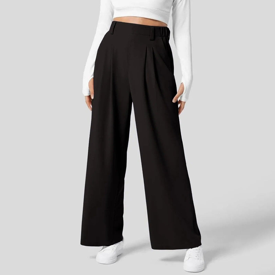Pantalon large plissé à taille haute - une allure chic et intemporelle - MAX FOR ME Noir / S MAX FOR ME