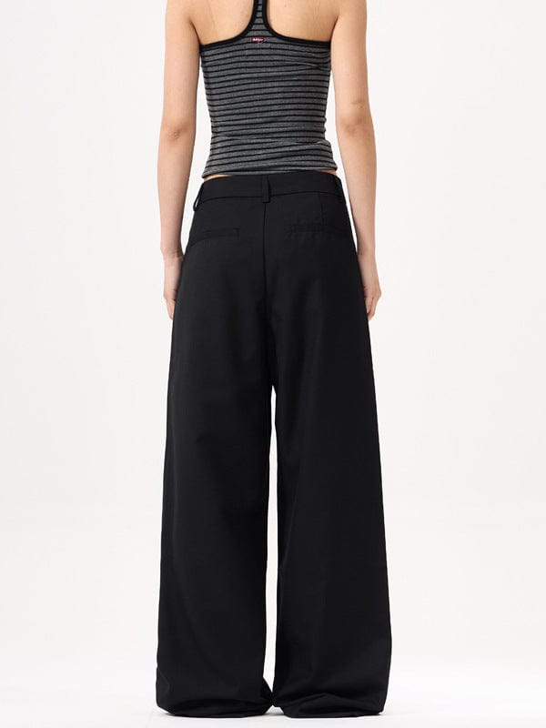 Pantalon large plissé à taille haute - une allure chic et moderne - MAX FOR ME Noir / XS MAX FOR ME