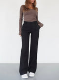 Pantalon large pour femme - Taille haute - Coupe ajustée - Élégant et confortable MAX FOR ME