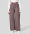 Pantalon large pour femme - Taille haute - Devant plissé - Longueur totale - Poches latérales MAX FOR ME