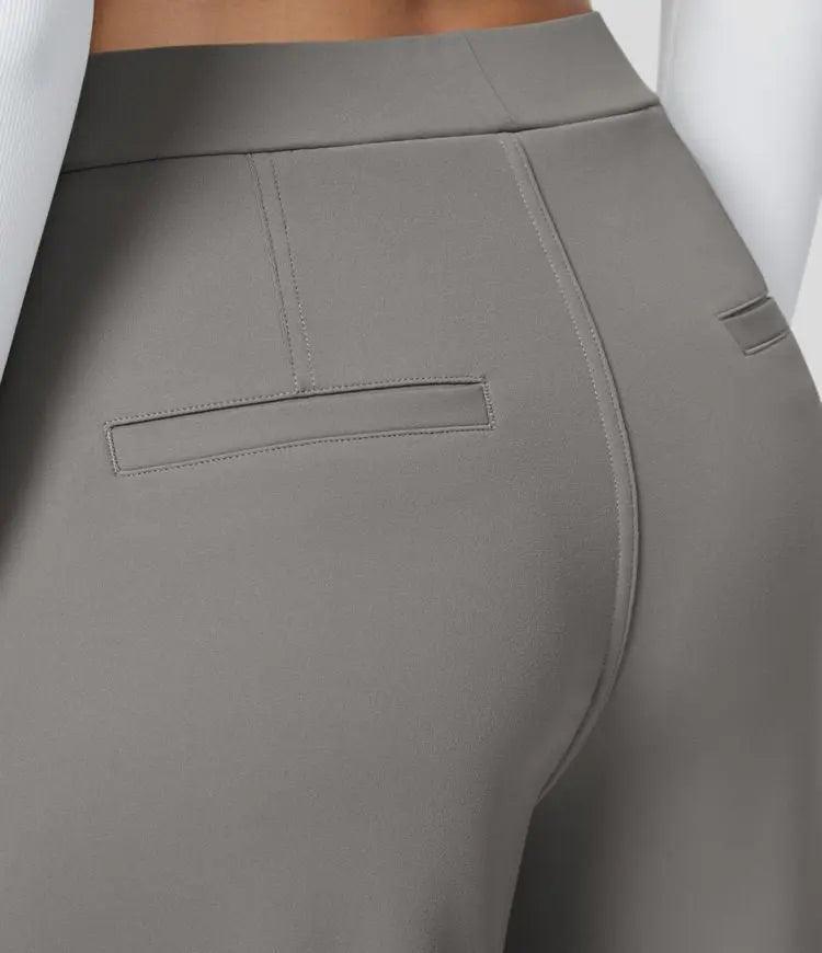 Pantalon large pour femme - Taille haute - Devant plissé - Longueur totale - Poches latérales MAX FOR ME