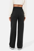 Pantalon large pour femme - Taille haute - Fermeture boutonnée - Poches avant - Coupe décontractée MAX FOR ME
