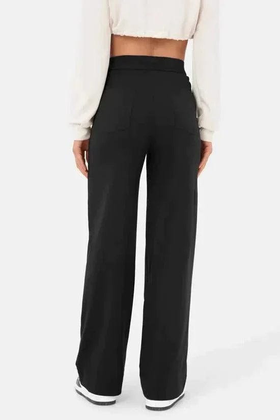 Pantalon large pour femme - Taille haute - Fermeture boutonnée - Poches avant - Coupe décontractée MAX FOR ME