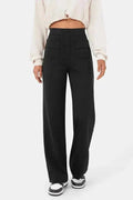Pantalon large pour femme - Taille haute - Fermeture boutonnée - Poches avant - Coupe décontractée MAX FOR ME
