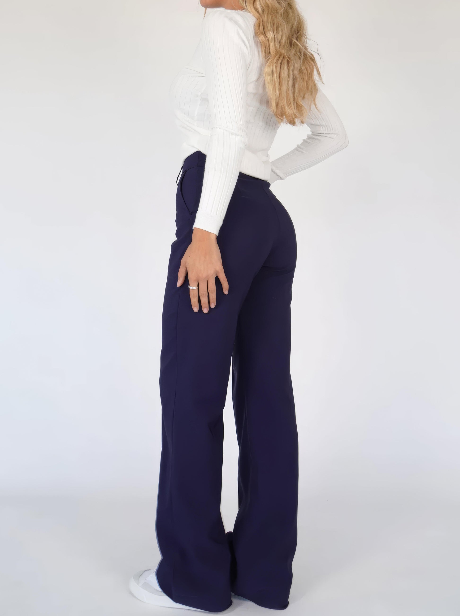 Pantalon large taille haute femme coupe ajustée longueur complète élégant polyvalent - MAX FOR ME MAX FOR ME