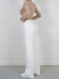 Pantalon large taille haute femme coupe ajustée longueur complète élégant polyvalent - MAX FOR ME MAX FOR ME