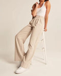 Pantalon large taille haute femme drapé fluide élégance moderne MAX FOR ME Beige / XS MAX FOR ME