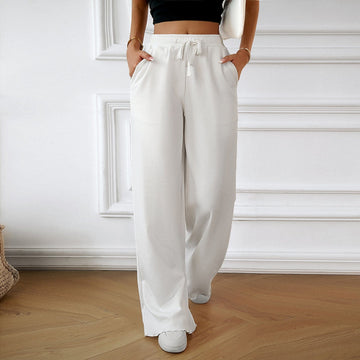 Pantalon large uni fluide taille élastique style décontracté - MAX FOR ME Blanc / S MAX FOR ME