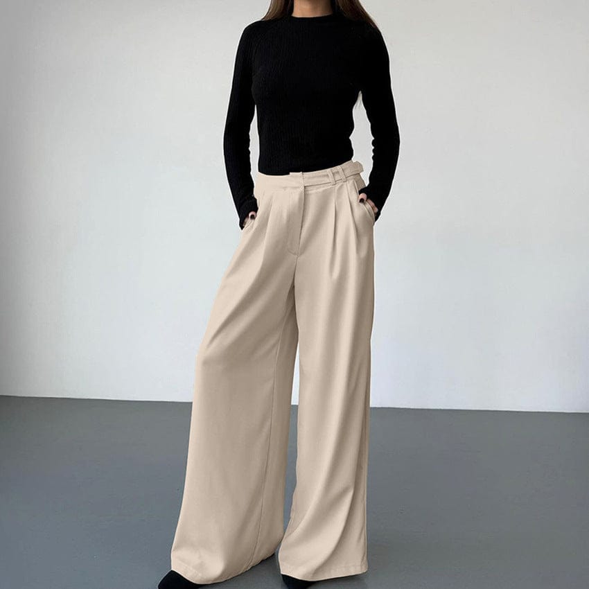Pantalon palazzo fluide - une allure chic et sophistiquée - MAX FOR ME Beige / S MAX FOR ME