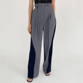 Pantalon tailleur bicolore - une silhouette affinée et moderne - MAX FOR ME Gris foncé / S MAX FOR ME