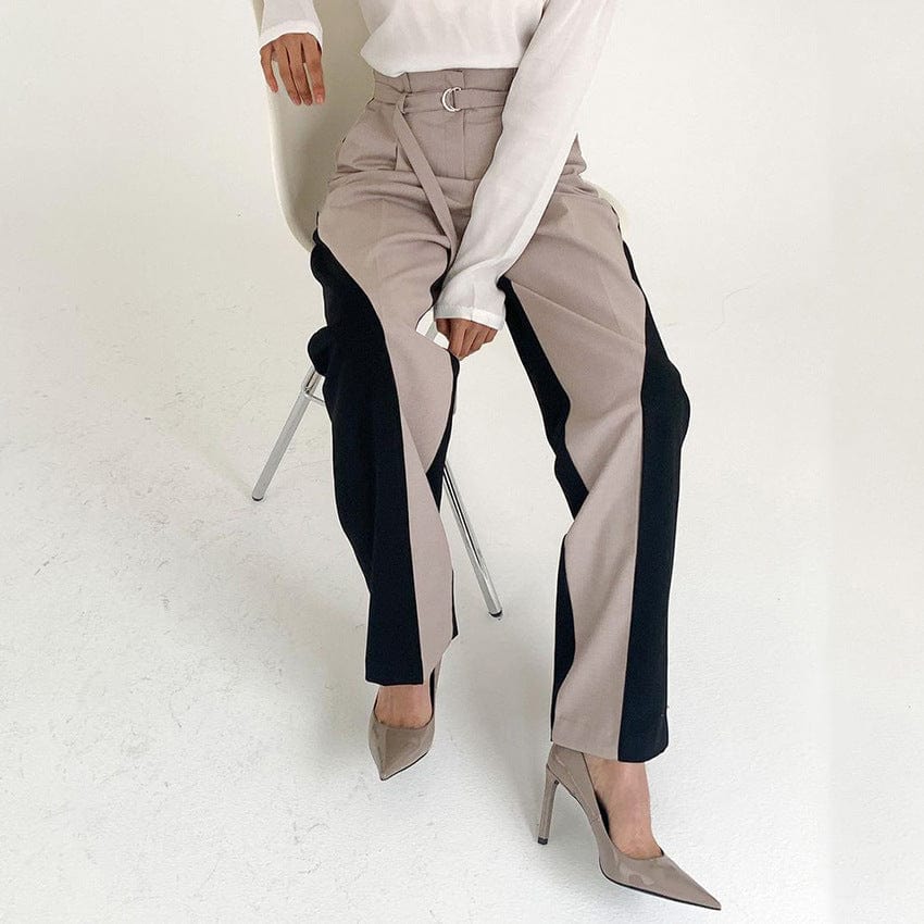 Pantalon tailleur bicolore - une silhouette affinée et moderne - MAX FOR ME Beige / S MAX FOR ME