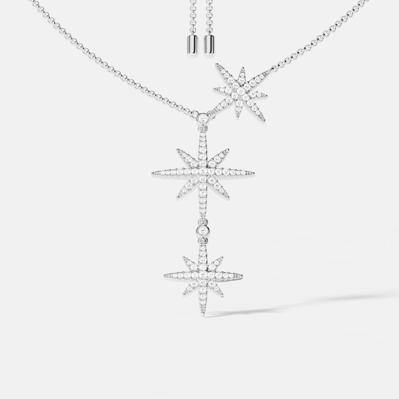 Collier étoile huit branches strass chaîne fine moderne MAX FOR ME
