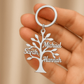 Porte-clé arbre généalogique personnalisé – Gravure prénoms en métal Argent MAX for ME