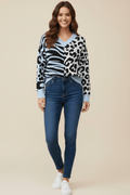 Pull à imprimé zèbre et léopard - un style audacieux et moderne - MAX FOR ME Bleu Pervenche / S MAX for ME