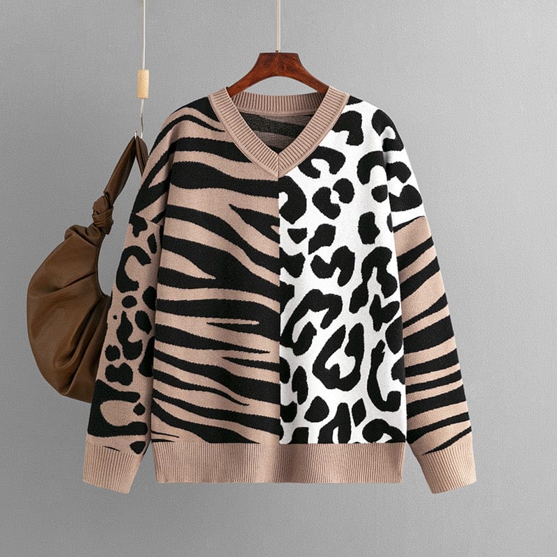 Pull à imprimé zèbre et léopard - un style audacieux et moderne - MAX FOR ME Beige / S MAX for ME