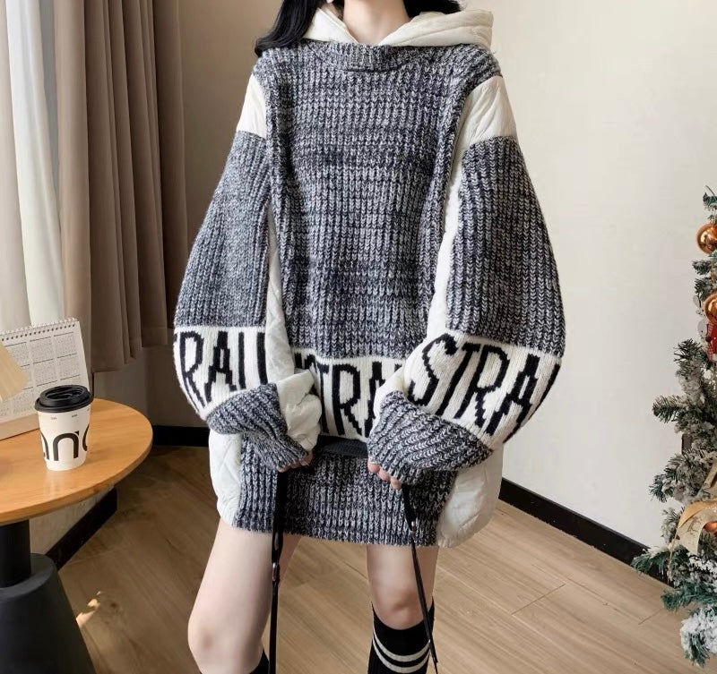 Pull capuche grosse maille coupe oversize tendance automne MAX FOR ME