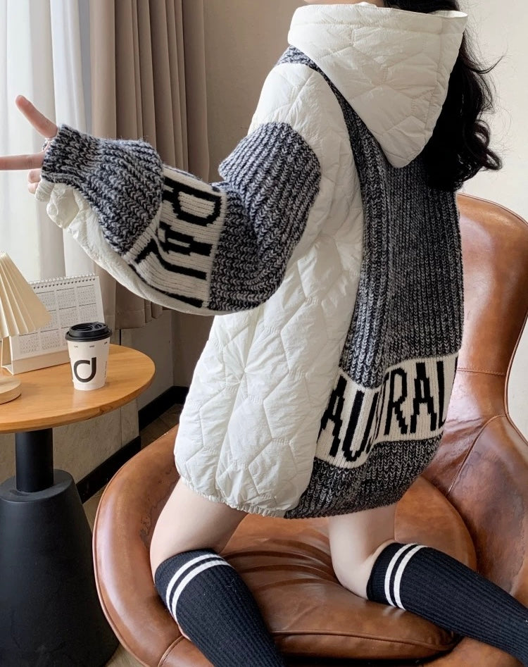 Pull capuche grosse maille gris oversize porté cocooning MAX FOR ME