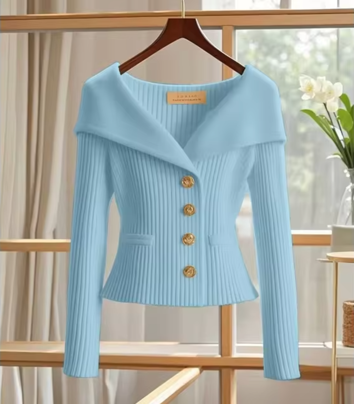 Pull cardigan maille fine femme bleu clair silhouette moderne MAX FOR ME