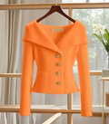 Pull cardigan maille fine femme orange vif coupe ajustée MAX FOR ME