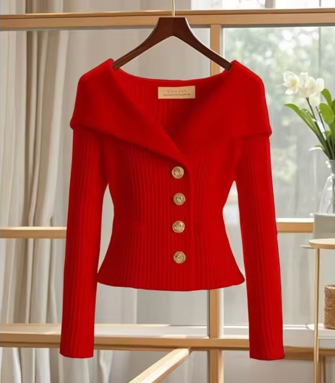 Pull cardigan maille fine femme rouge passion style chic MAX FOR ME