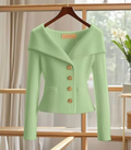 Pull cardigan maille fine femme vert amande polyvalence élégante MAX FOR ME