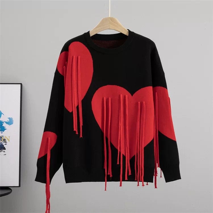 Pull femme motifs cœur franges moderne féminité créative MAX FOR ME MAX for ME
