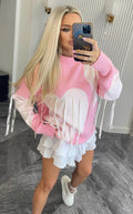 Pull femme motifs cœur franges multicolore originalité créative MAX FOR ME