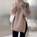 Pull zippé femme col montant oversize automne hiver Max for Me - Confort cosy moderne Beige / S MAX for ME