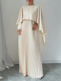 Robe Blanche Plissée à Empiècement Voile – Élégance Pure et Intemporelle MAX for ME