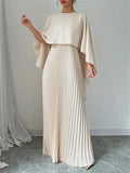 Robe Blanche Plissée à Empiècement Voile – Élégance Pure et Intemporelle MAX for ME