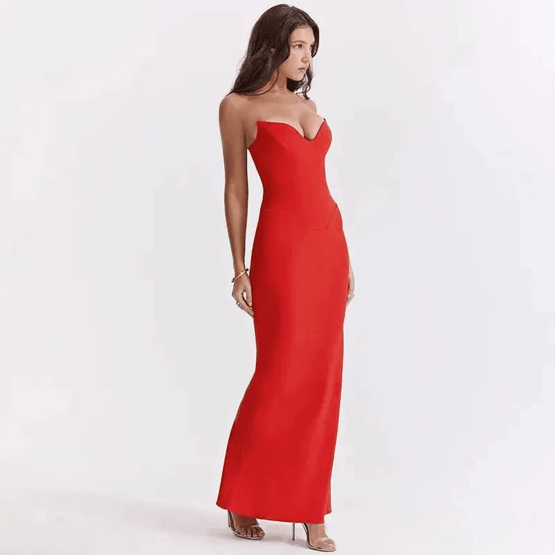 Robe Longue Bustier  Camélia – Coupe Sirène et Décolleté Cœur 