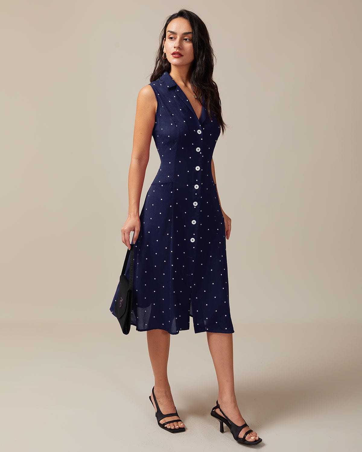 Robe Chemise Midi à Pois – Élégance Décontractée et Style Rétro MAX FOR ME