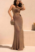 Robe Courte en Crochet Bohème Chic – Manches Longues et Doublure Intégrée Marron / S MAX for ME