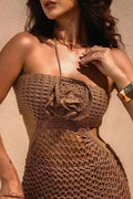 Robe Courte en Crochet Bohème Chic – Manches Longues et Doublure Intégrée MAX for ME