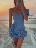Robe Courte Moulante à Volants Élégants – Coupe Bodycon Structurée 