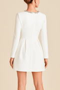 Robe Courte Noire Tweed Chic – Col Bijou et Poches Perlées MAX for ME