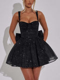 Robe Courte Plissée avec Nœud à la Taille – Manches Longues et Style Épuré MAX for ME