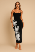 Robe d’Été Femme Style Américain – Coupe Longue et Ajustée Noir / S MAX FOR ME