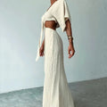 MAX for ME Robe d’été longue dos nu avec nœud frontal et découpes latérales