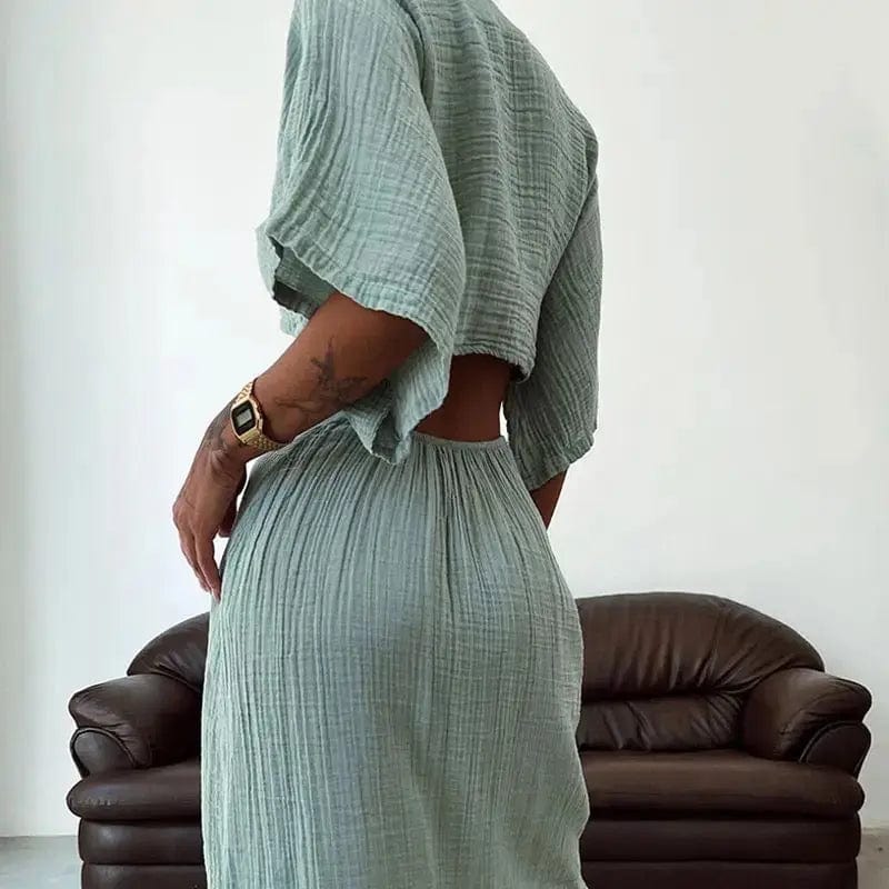 MAX for ME Robe d’été longue dos nu avec nœud frontal et découpes latérales